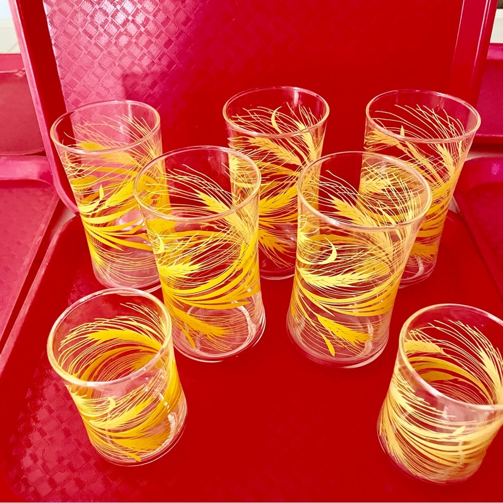 Libbey Golden Wheat Drinking Glasses Vintage